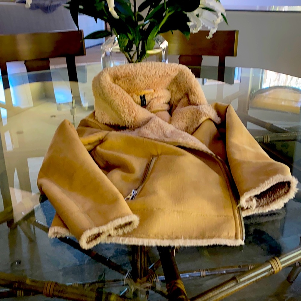 Faux suede jacket w/ plush fur lining.